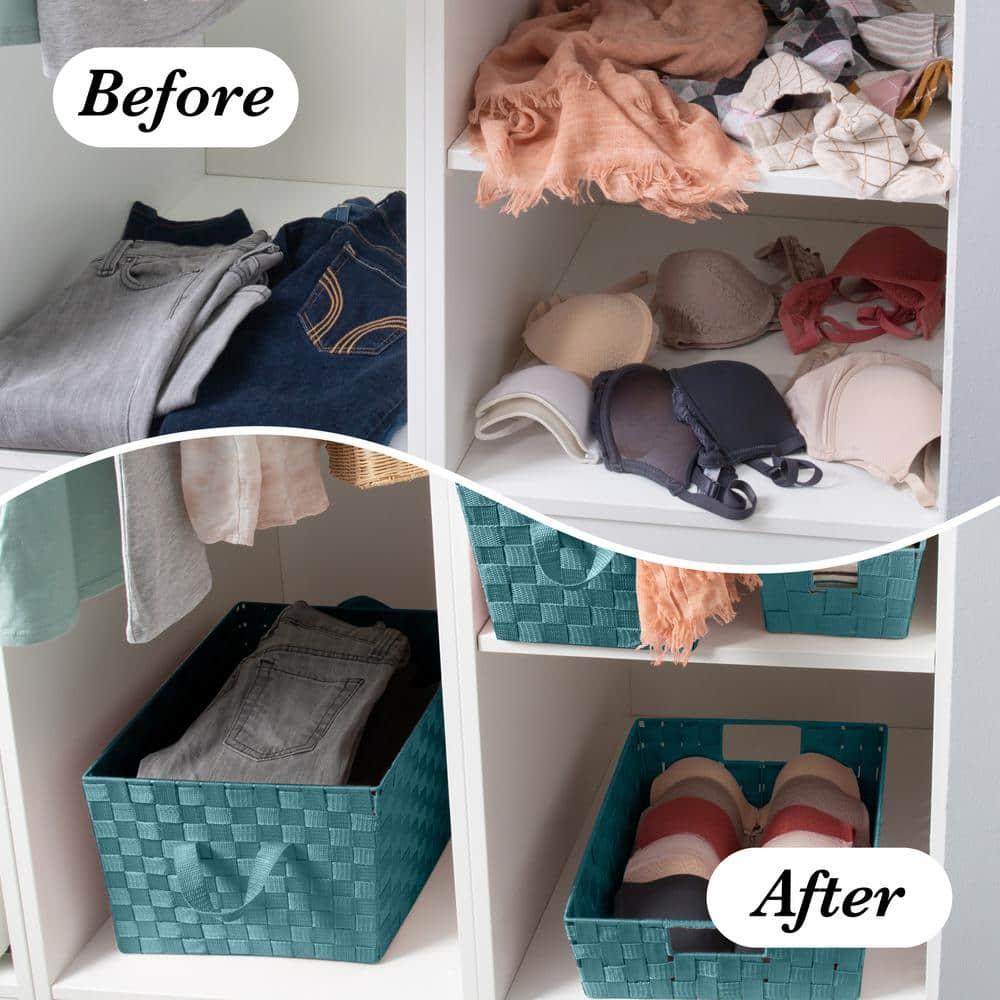 Simplify Small Woven Storage Shelf Bin in Sapphire