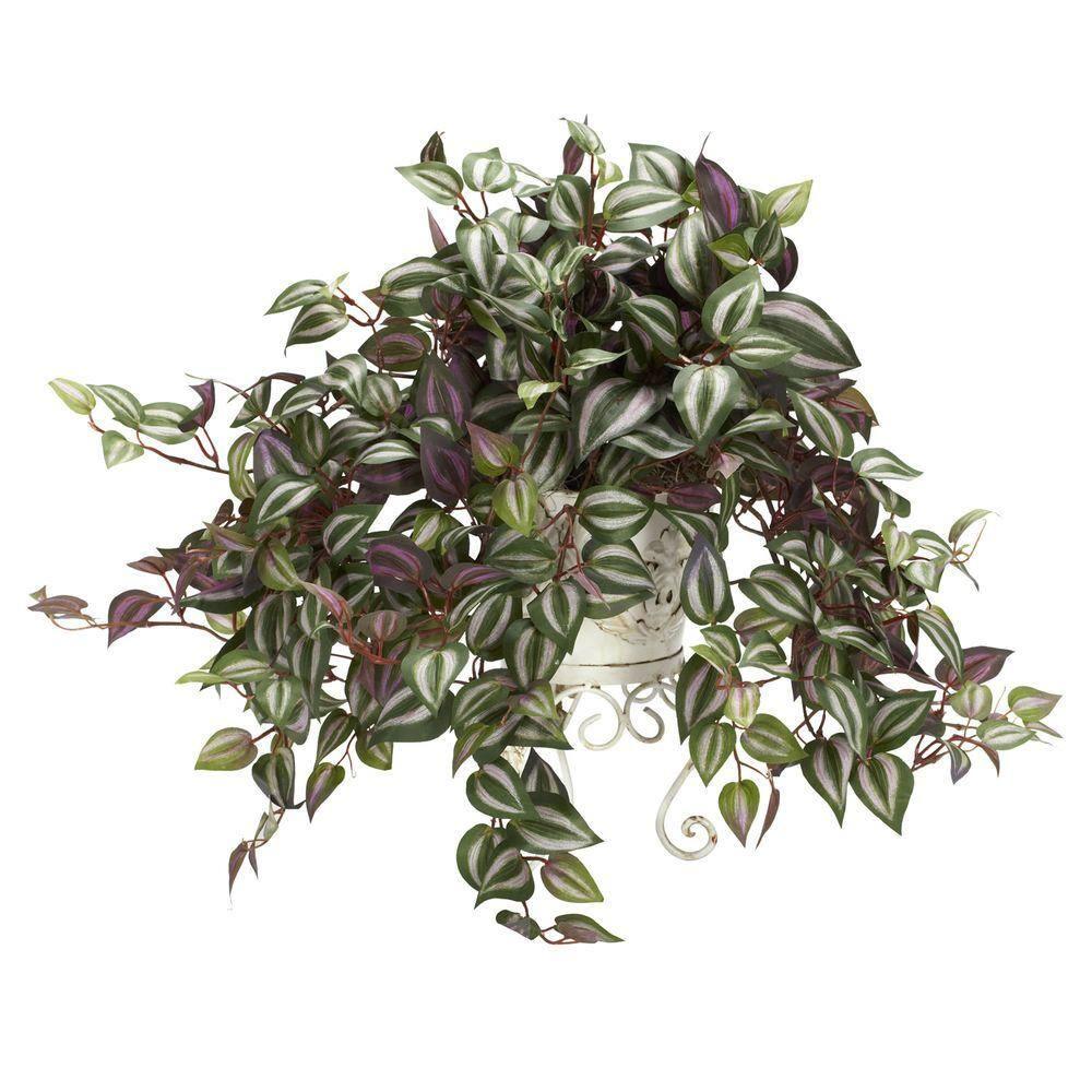 Nearly Natural Wandering Jew with Metal Planter Silk Plant