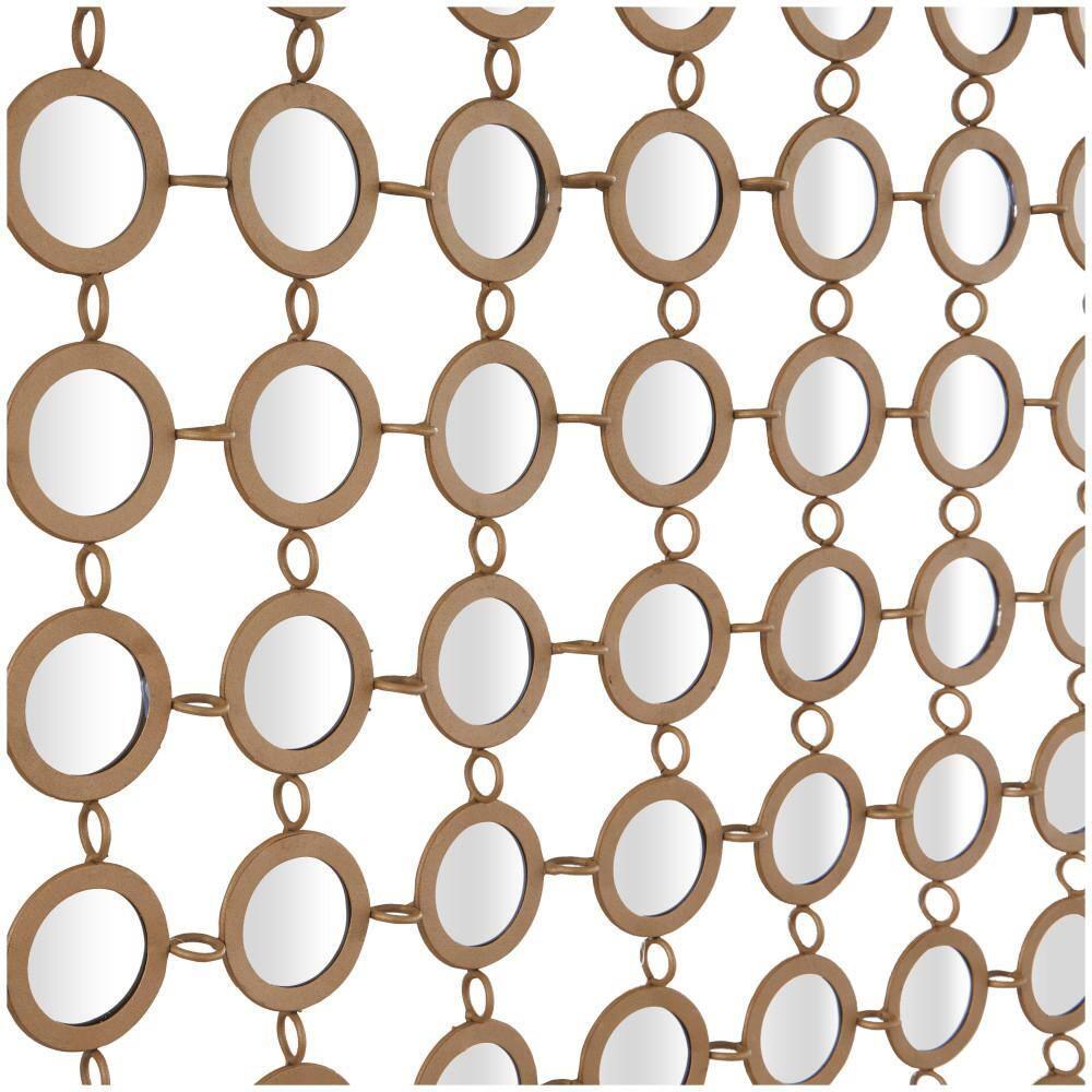 DecMode 40" x 40" Gold Geometric Wall Mirror with Grid Pattern