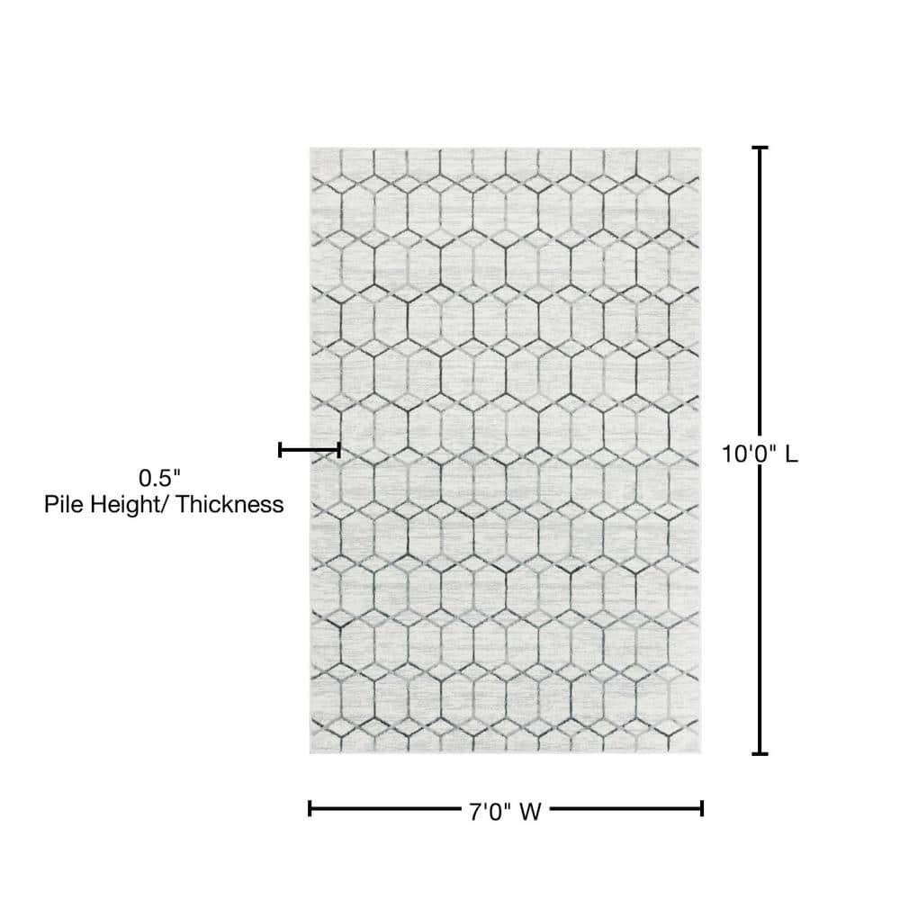 Unique Loom 7' 0 x 10' 0 White Matrix Trellis Tile Area Rug