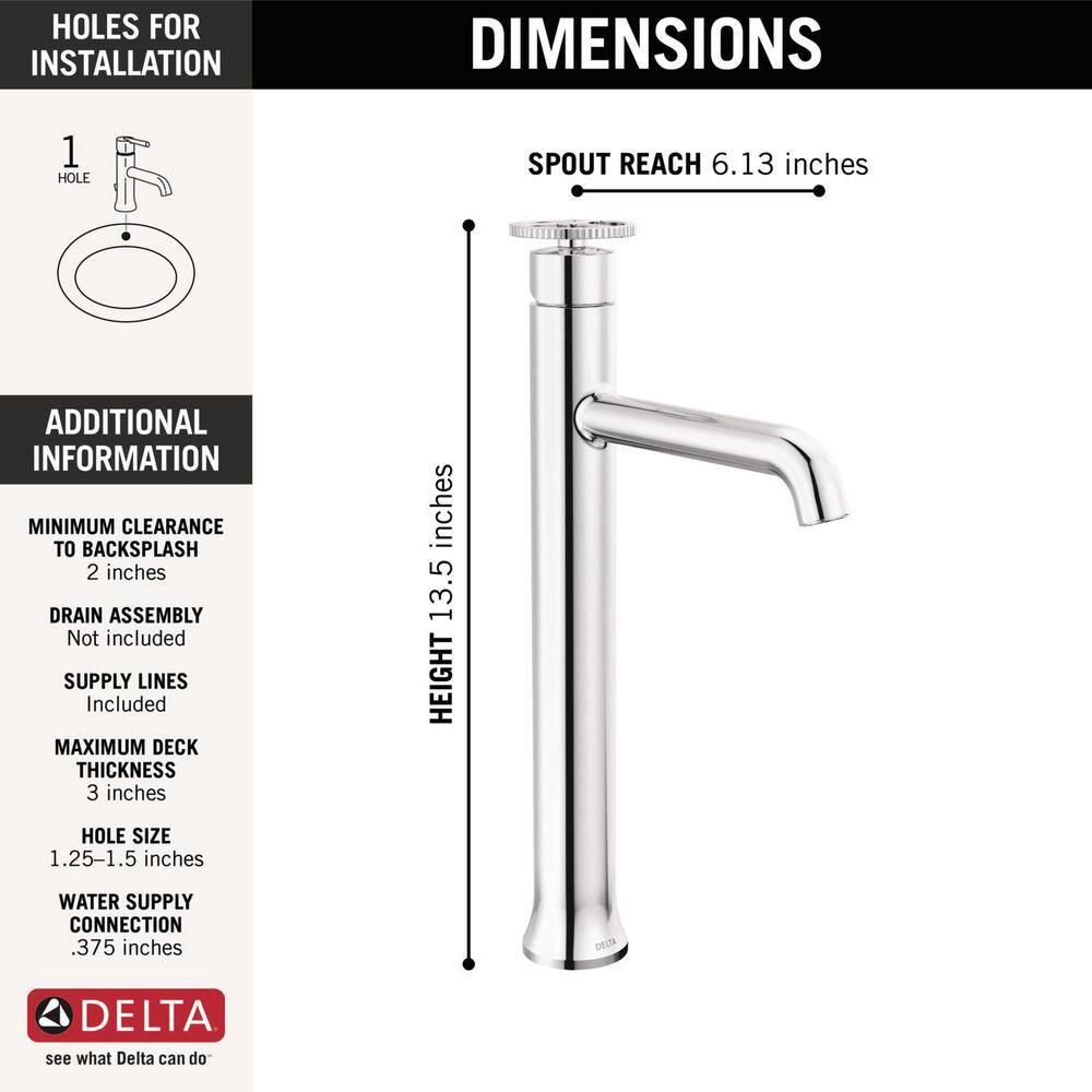 Trinsic Single Hole Vessel Bathroom Faucet with Wheel Handle, Single Handle Bathroom Sink Faucet