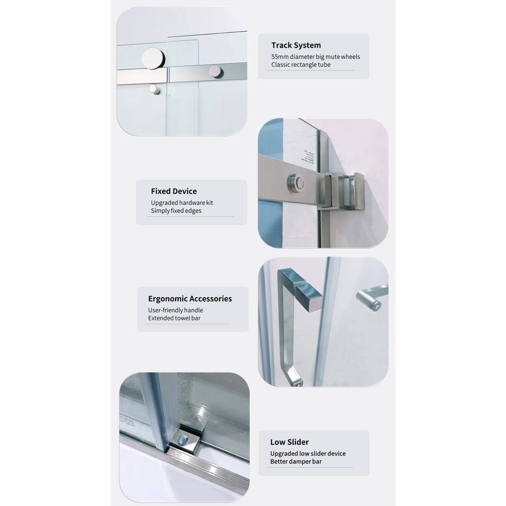 56"-60 ‘W x 75’ Aluminum Framed Single Slide Design Shower Door