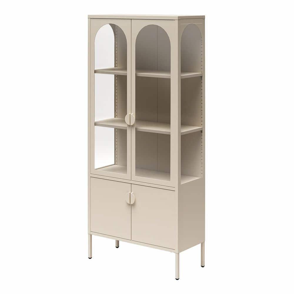 CosmoLiving by Cosmopolitan Chloe Tall Metal Display Cabinet with 2 Arched Glass Doors