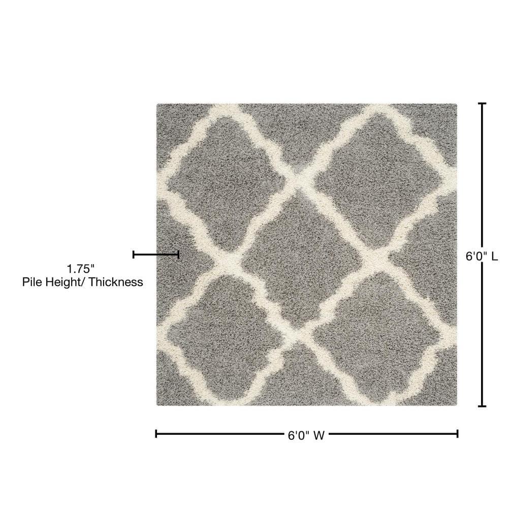 Dallas Shag SGD257 Power Loomed Area Rug - Grey/Ivory - 6'x6' - Safavieh.