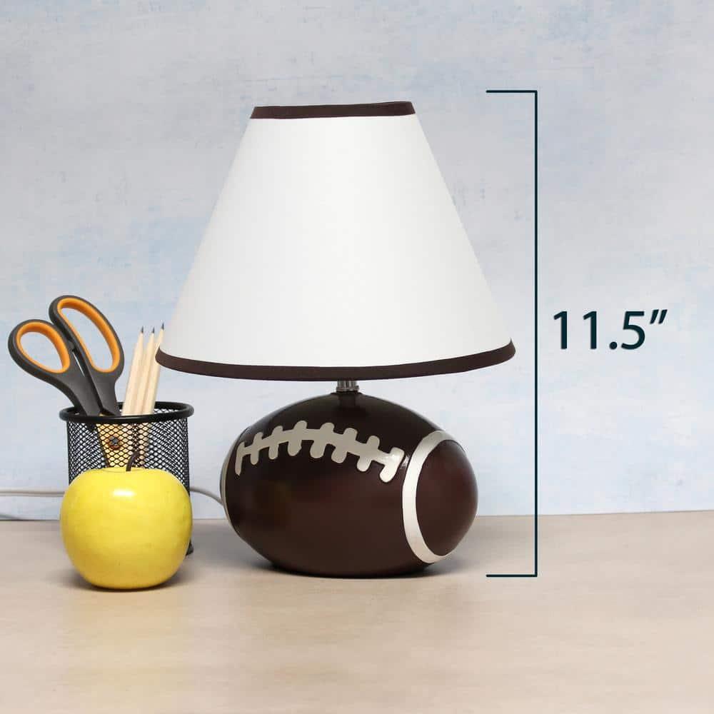 11.5" SportsLite Tall Athletic Sports Football Base Bedside Table Desk Lamp - Simple Designs: Ceramic Nightstand Lighting, ETL Listed
