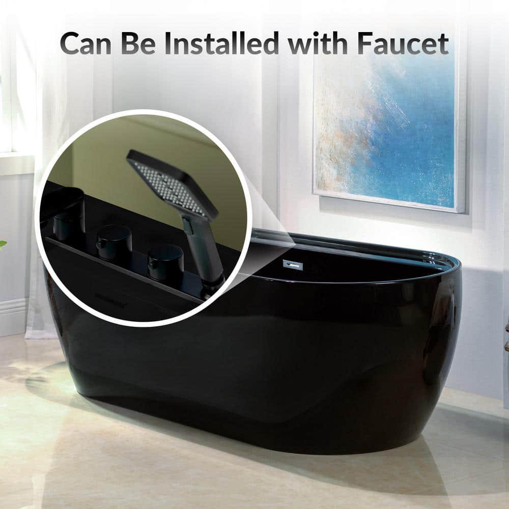 WoodBridge 72'' x 35.375'' Freestanding Acrylic Double Ended Bathtub with Wide Rim,  - Available in Glossy White/Black, with 5 Finish Options for Trim B0059-MB