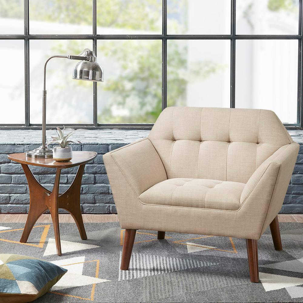 Newport Lounge Chair Beige - Ink+Ivy: Polyester Upholstered, Wood Legs, Foam Cushion, Spot Clean