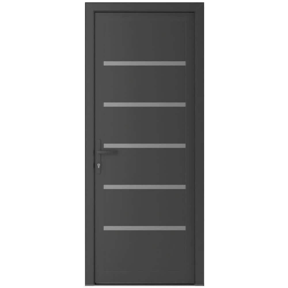 Front Exterior Prehung Metal-Plastic Door | Manux 8415 Antracite Grey | Office Commercial and Residential Doors Entrance Patio Garage W30x80 Right-hand