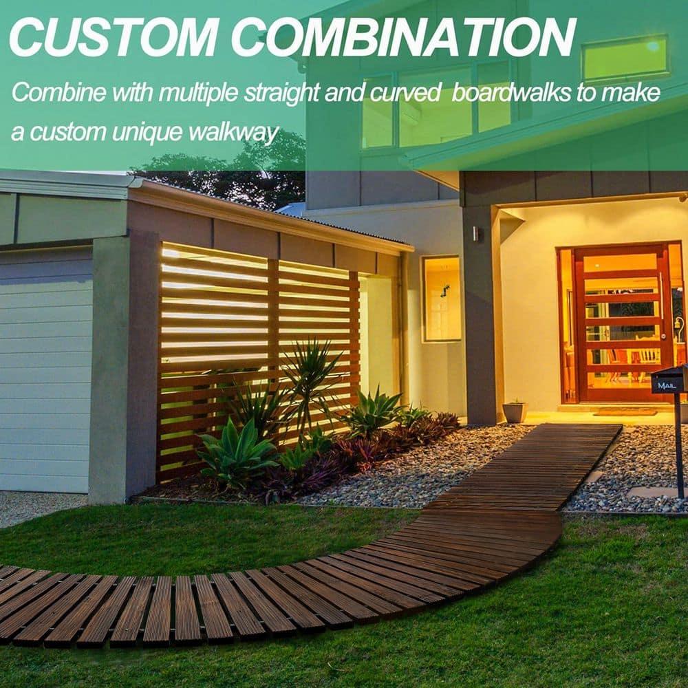 RELIANCER 6' Wooden Garden Pathway,Outdoor Roll Out Cedar Curved Walkway,Patio Path Decorative Garden Boardwalk Walkways,Weather-Resistant Roll Up Beach Wood Road Floor,Wedding Party Pathways