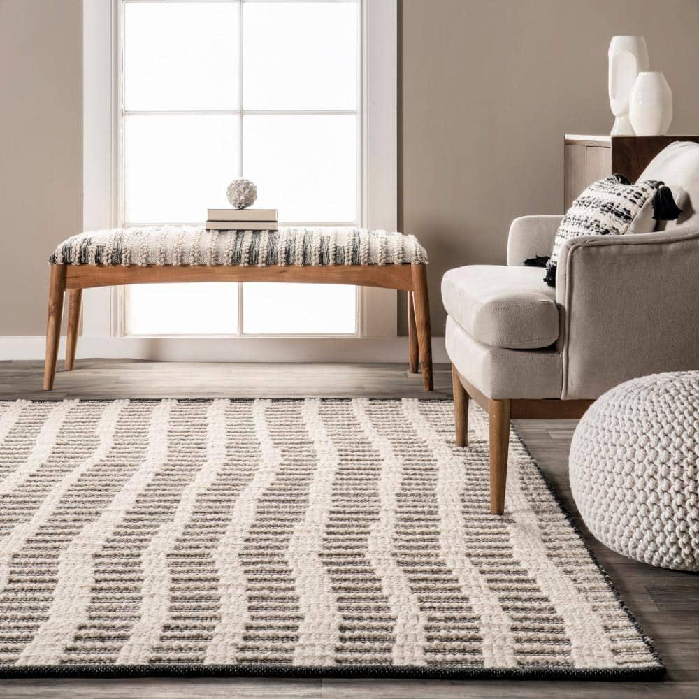 Arvin Olano x Rugs USA Parker Check Textured Ivory Area Rug