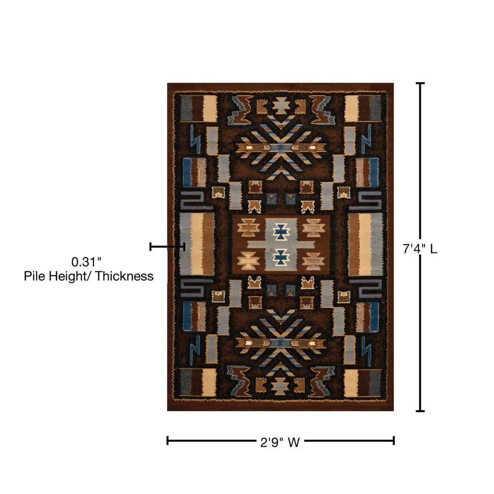 United Weavers Brunswick Naja Southwestern Geometric Runner Rug, Brown, 1'11" x 7'4"
