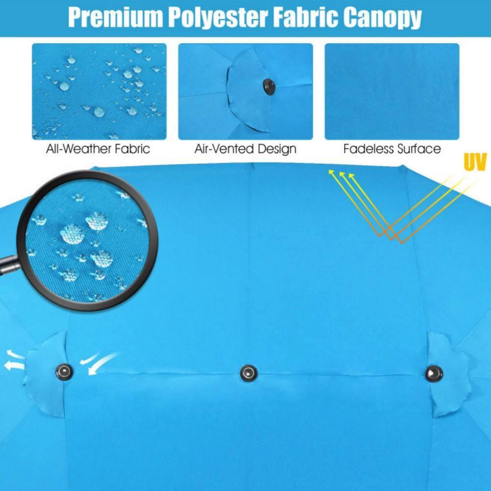 Costway 15FT Patio Double-Sided Umbrella Crank Outdoor Garden Market Sun Shade Blue