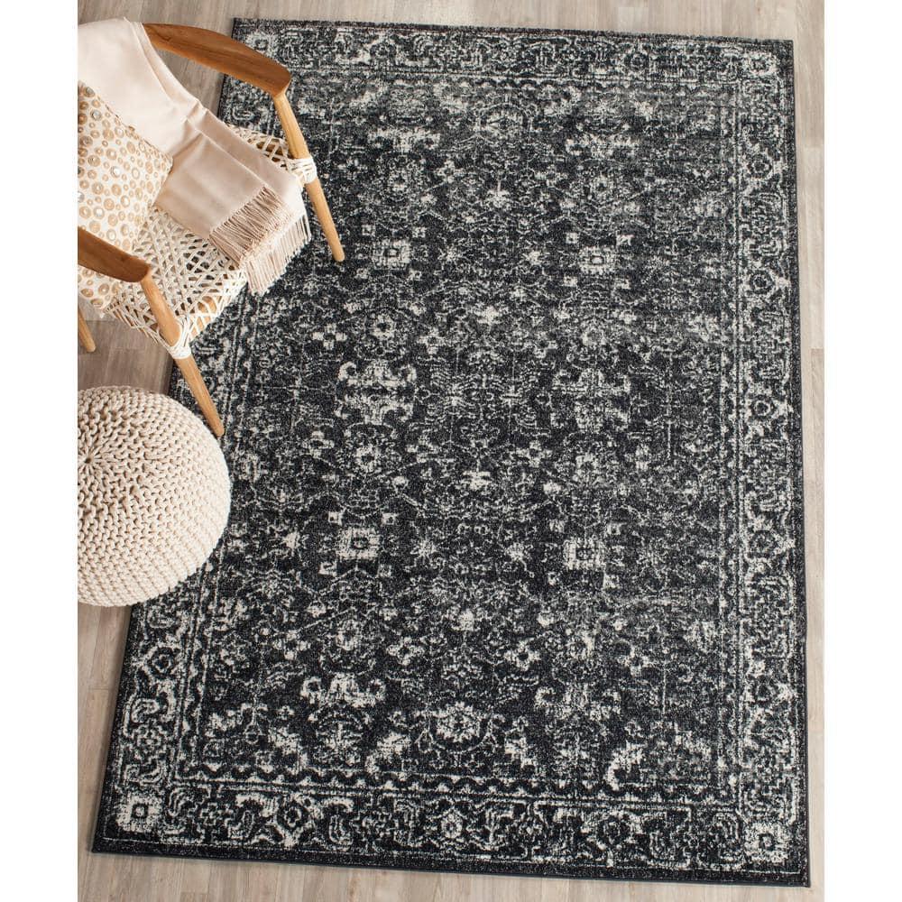 Evoke EVK270 Power Loomed Area Rug Charcoal / Ivory 5'-3" X 7'-6" - Safavieh.