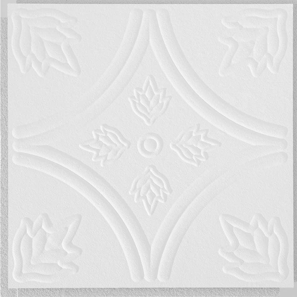 Armstrong 1x1 Circles Acoustic Ceiling Tiles for Surface Mounting, Glue Up, 40-tiles per pack, White