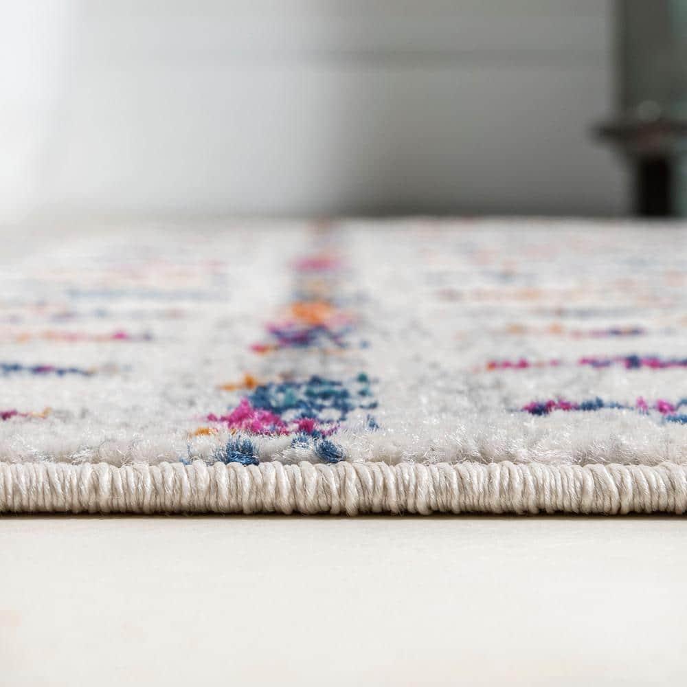 8'x10' Moroccan HYPE Boho Vintage Diamond Area Rug, Cream/Multi - JONATHAN Y