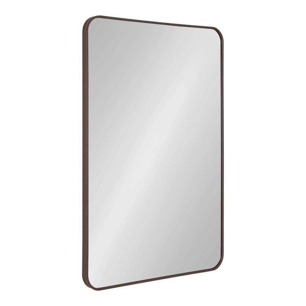 Kate and Laurel Zayda Radius Rectangle Framed Wall Mirror, 24x36, Walnut Brown