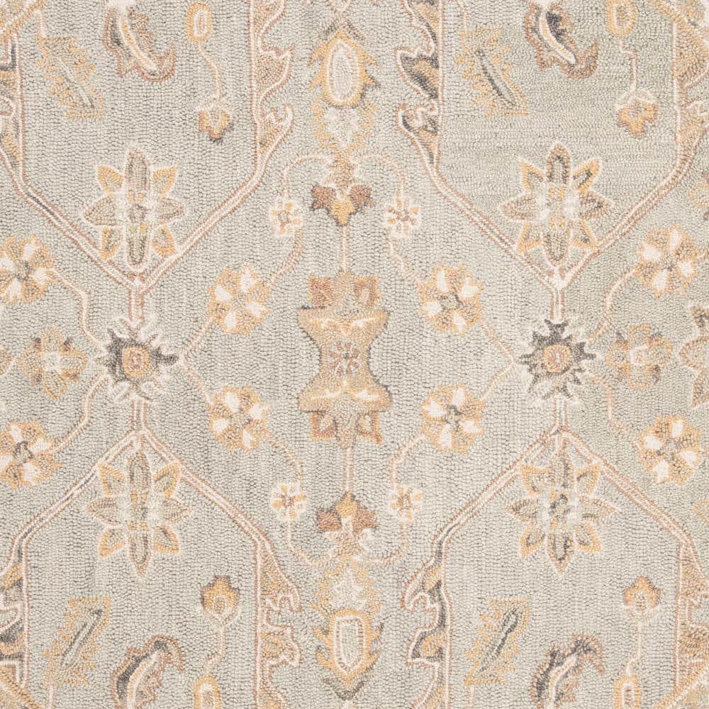 SAFAVIEH Blossom Constantine Floral Traditional Wool Area Rug, Slate/Beige, 6' x 6' Round