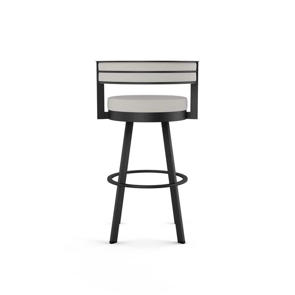Browser 26 in. Light Grey Polyester/Black Metal Swivel Counter Stool