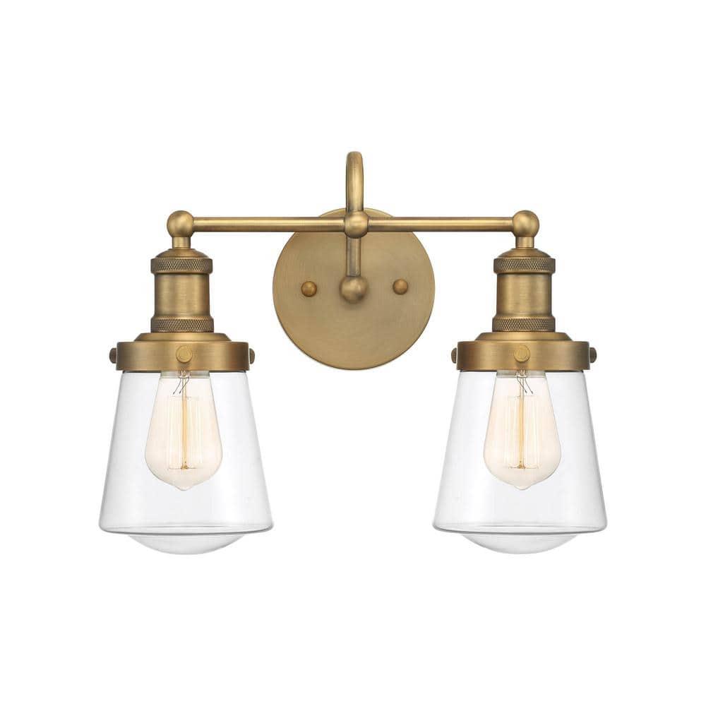 Designers Fountain Taylor 2 Light Old Satin Brass Bathroom Vanity Light Fixture, 69502-OSB