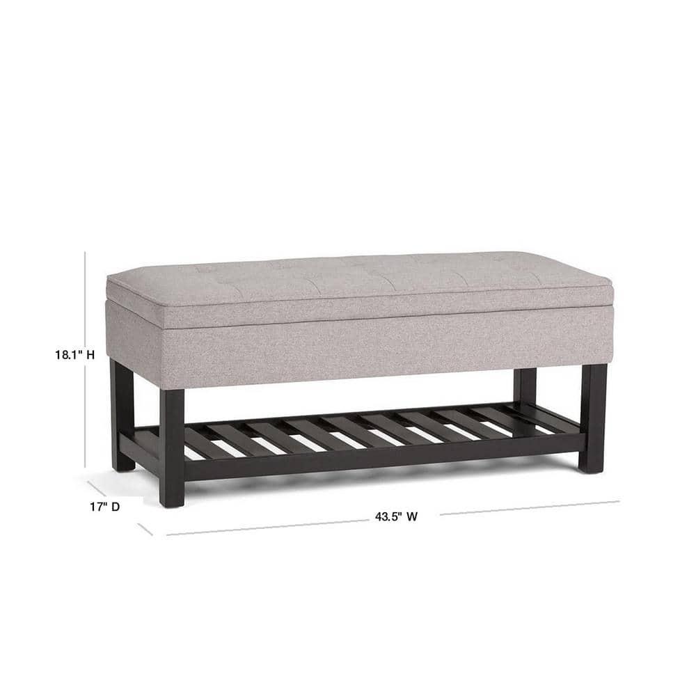 Simpli Home Cosmopolitan 44"W Transitional Tufted Storage Ottoman Bench with Lift Top