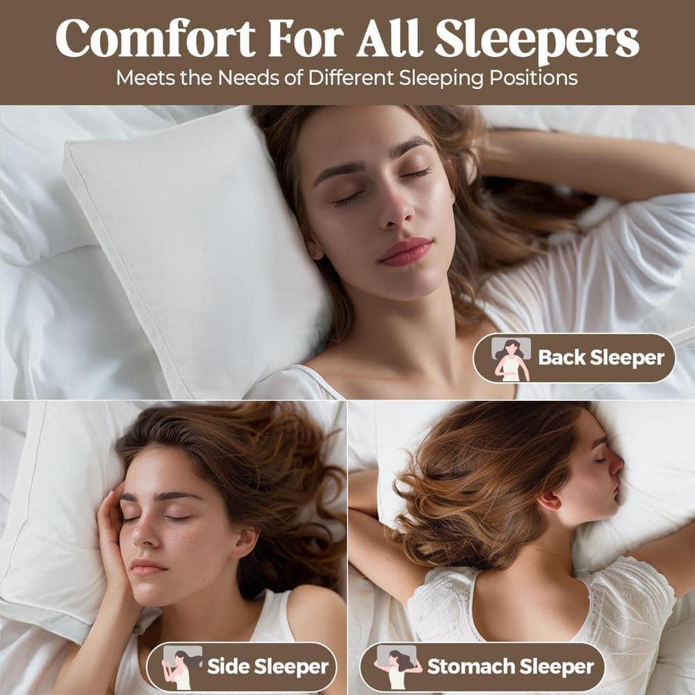 Unikome Goose Down Feather Gusseted Bed Pillows, Pillows Standard Size Set of 2, 100% Soft Cotton Cover, Pillow for Back, Stomach or Side Sleepers