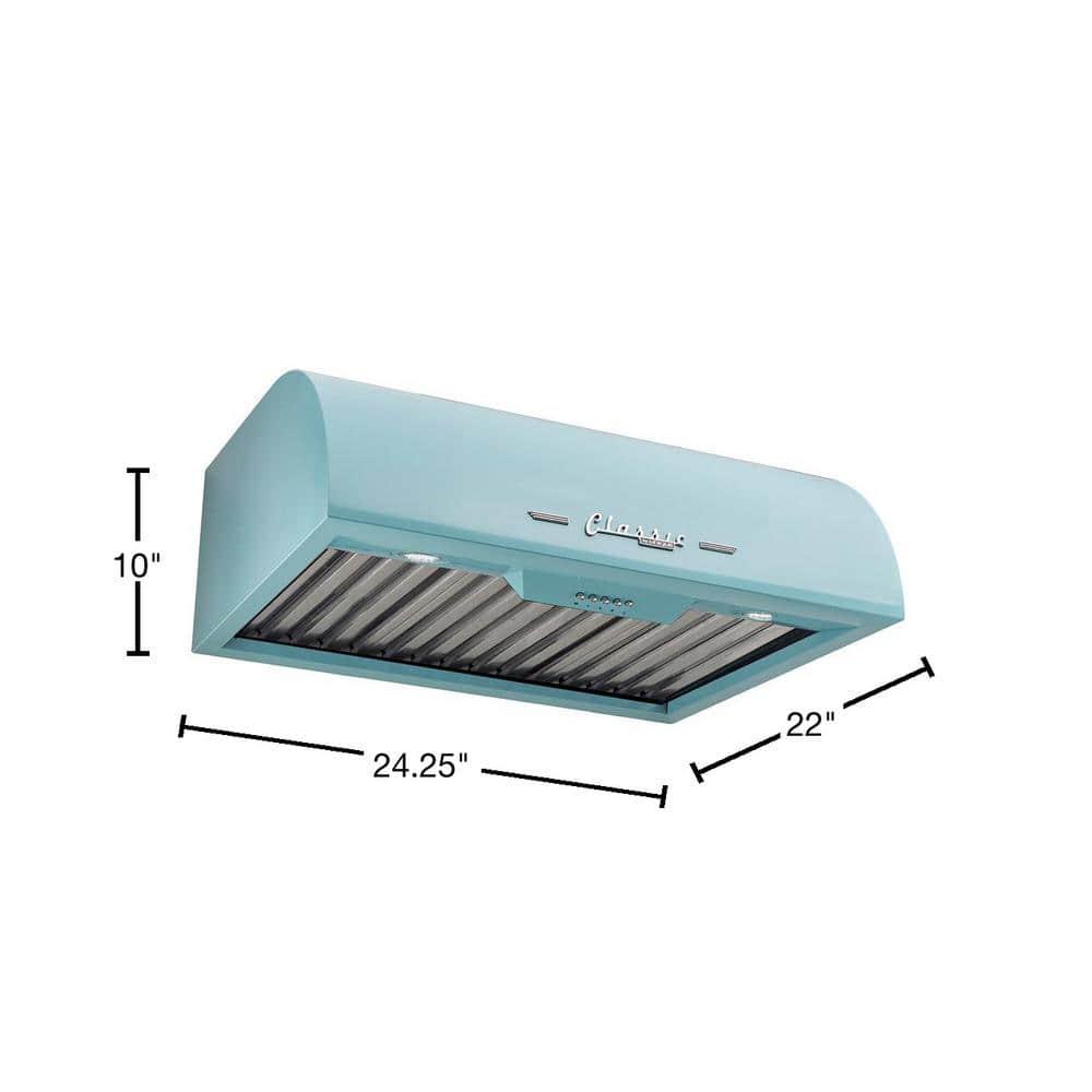 Classic Retro 24" 500 CFM Ducted Under Cabinet Range Hood with Stainless Steel Baffles and Light