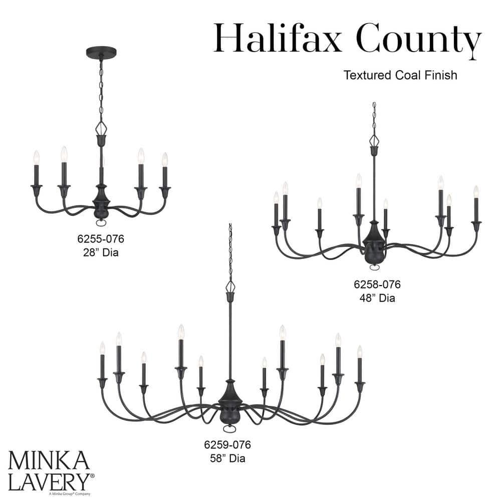 Halifax Textured Black 5-Light Candelabra Chandelier