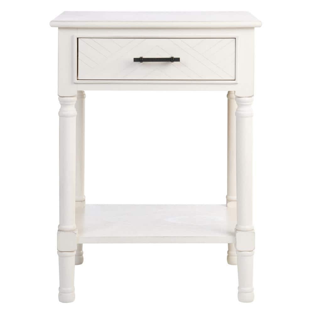 Peyton 1 Drawer Accent Table - Distressed White - Safavieh