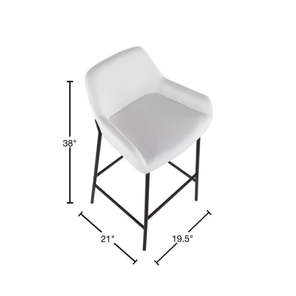 Set of 2 Daniella Metal Faux Leather Barstools Black/White - LumiSource: Upholstered, Fixed Height, Foam Filled