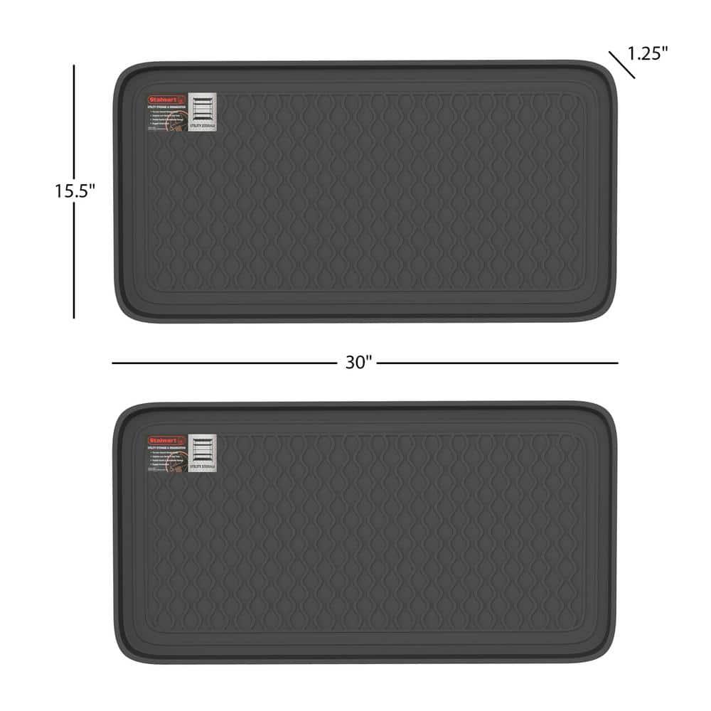 Stalwart 2-Pack Water-Resistant Plastic All Weather Boot Tray Set, Black