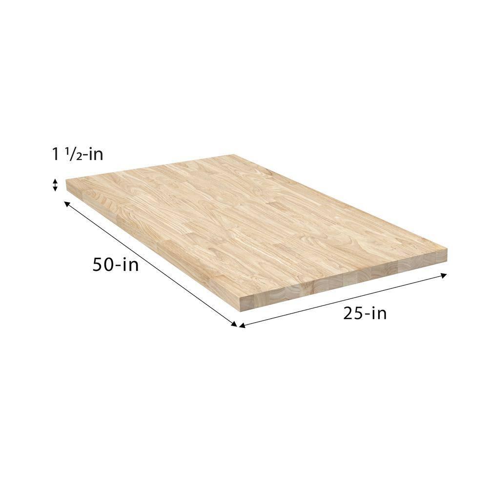 4 ft. L x 25 in. D Unfinished Hevea Solid Wood Butcher Block Countertop With Square Edge