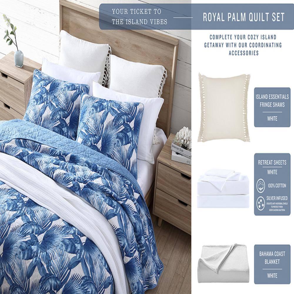 Tommy Bahama Home Tommy Bahama Ocean Isle Blue Cotton Reversible Quilt Set