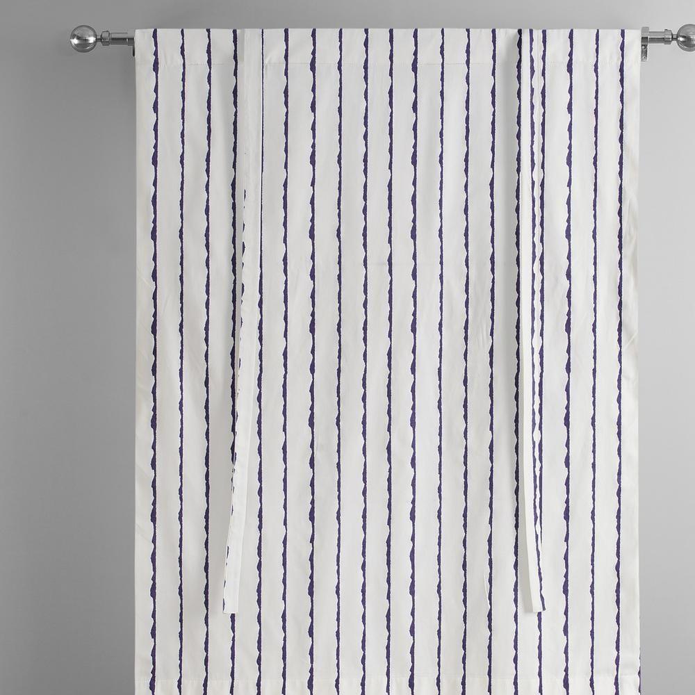 Exclusive Fabrics  Sharkskin Printed Cotton Tie-Up Window Shade (1 Panel) 46 X 63 - Sharkskin Blue Stripe