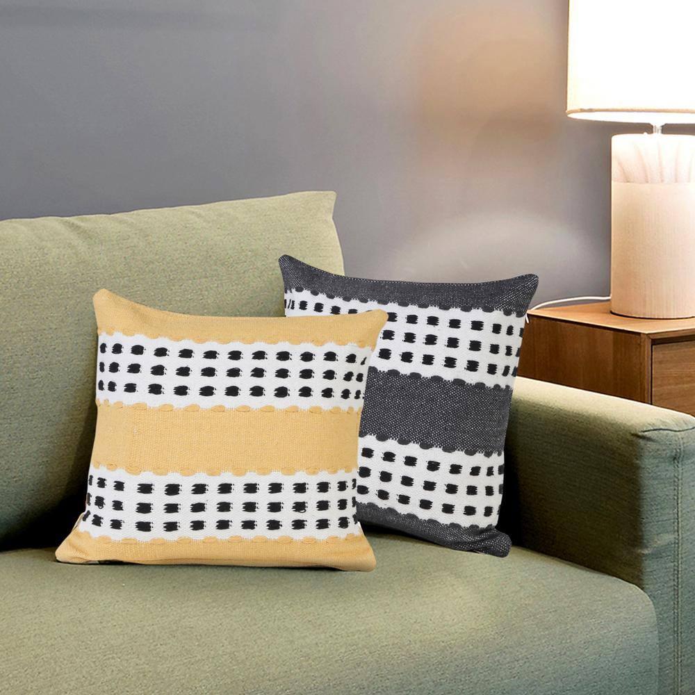 LR Home Metropolitan Woven Dash Grid Striped Throw Pillow