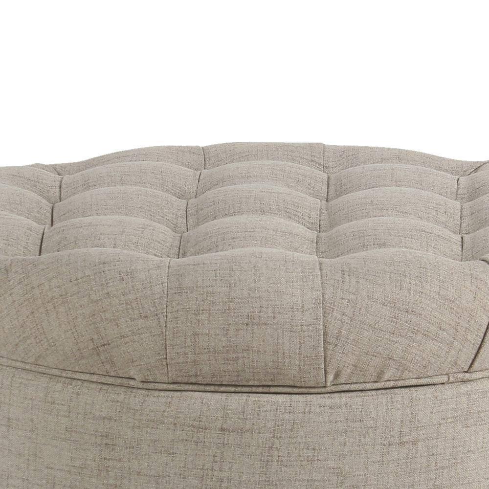 Benzara Otomana de Madera Tapizada en Tela con Almacenamiento con Tapa Elevable Capitoné, Beige-Color:Beige