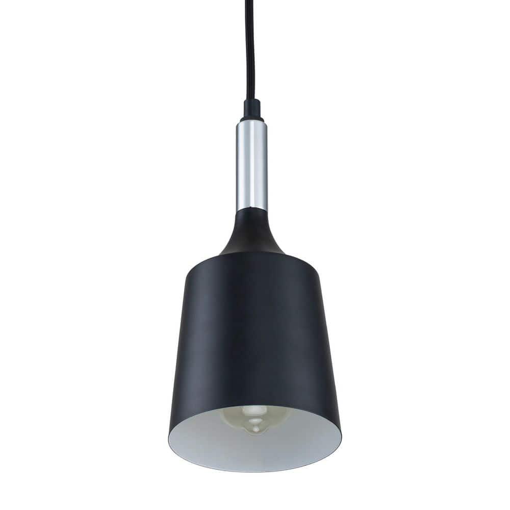 C Cattleya  1-Light Black and White Pendant Light with Chrome Accents