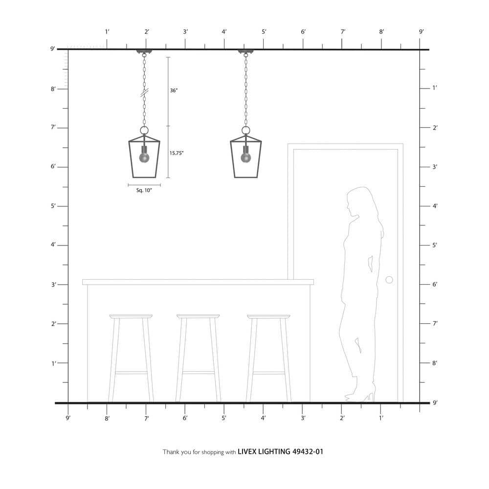 10 Sq. inch 1 Light Convertible Lantern Pendant Lighting Fixture