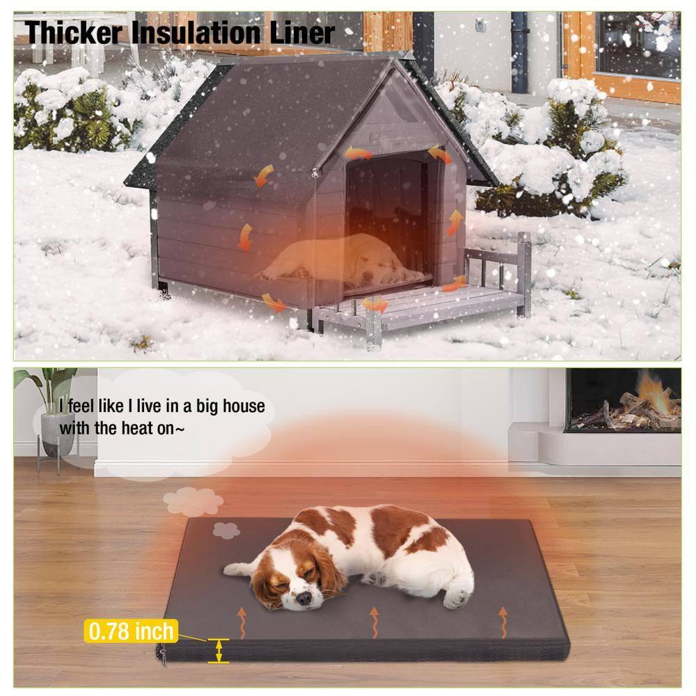 Aivituvin-AIR81-IN Medium Insulated Dog House Gray 32.9"(L) x 45" (W) x 32.6"(H)