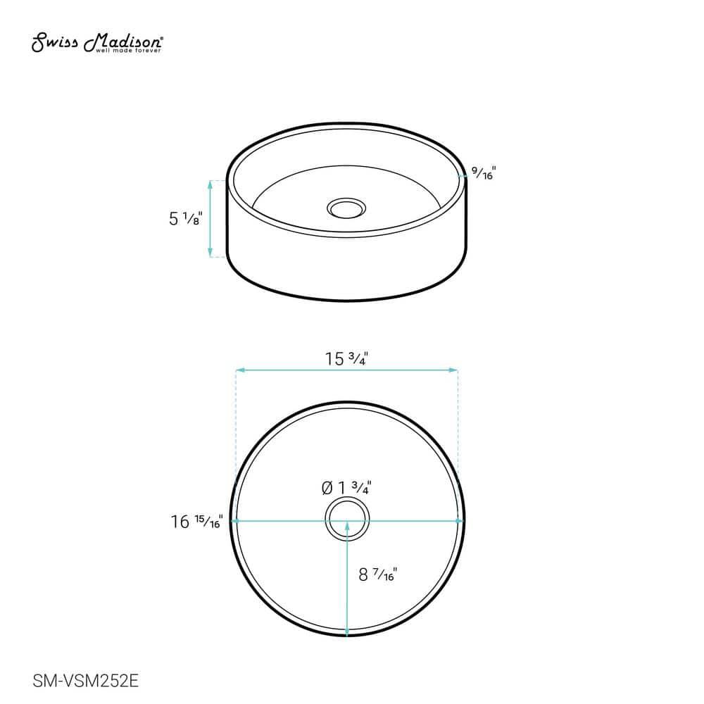 Monaco 17" Round Vessel Bathroom Sink in Marbled Grey