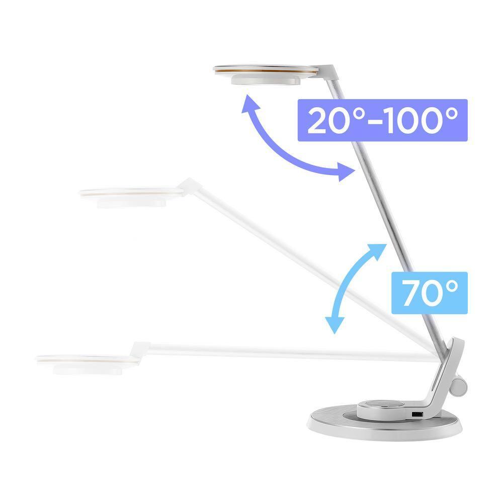 JONATHAN Y JYL7701B Dixon 18.5" Aluminum Contemporary Minimalist Adjustable Dimmable USB Charging LED Task Lamp, Farmhouse, Modern for living room, dinning room, bedroom Bulb Included, Sliver