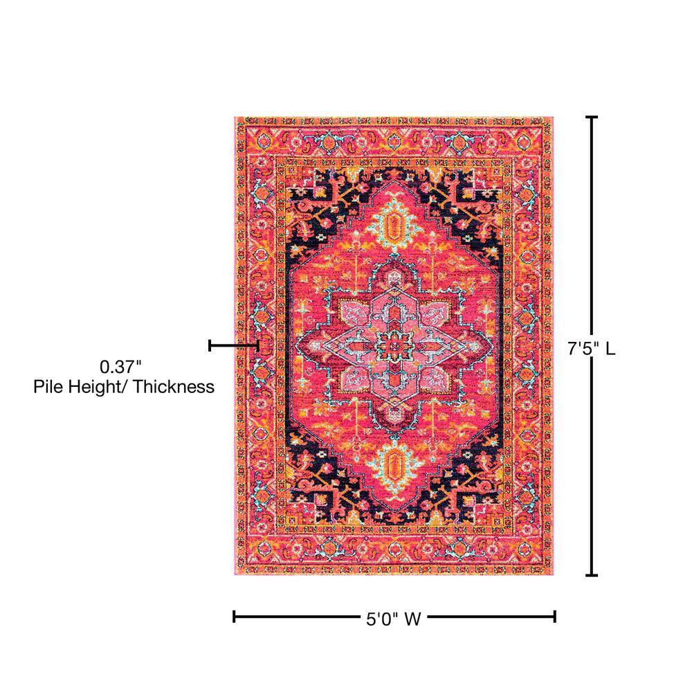 nuLOOM Vonda Fancy Persian Area Rug, 5' x 7' 5", Pink
