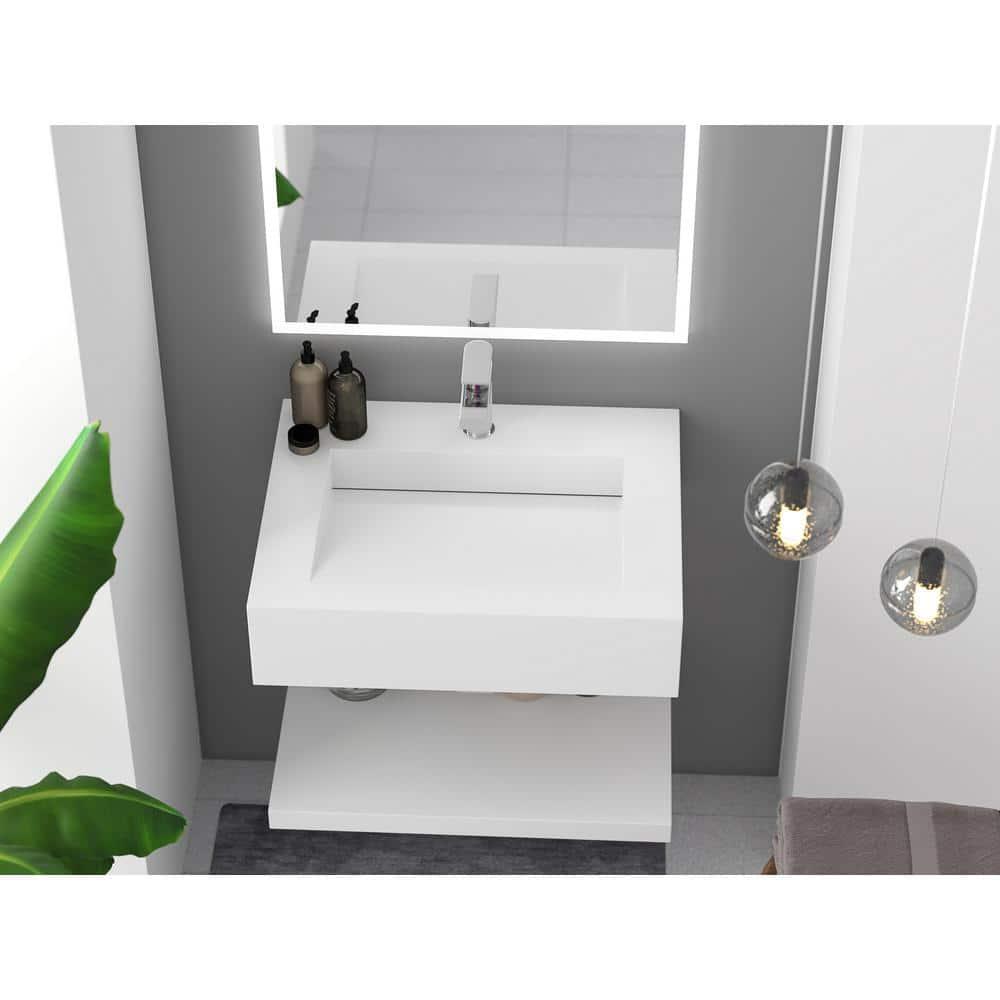 CastelloUSA Pyramid 24" Wall-Mounted Modern Bathroom Sink with Ramp Basin CB-GM-2053-24