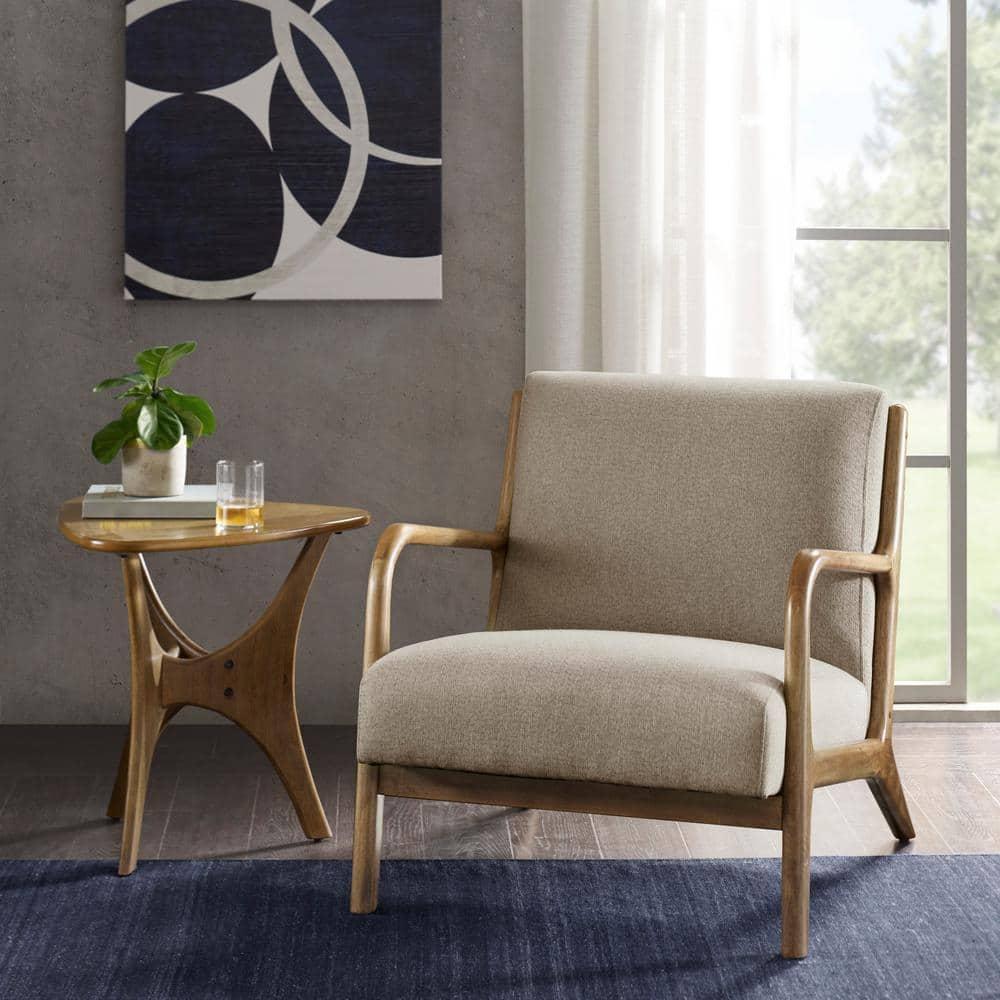 Ink+Ivy Novak Lounge Chair Taupe: Mid-Century Modern, Polyester Upholstery, Rubberwood Frame