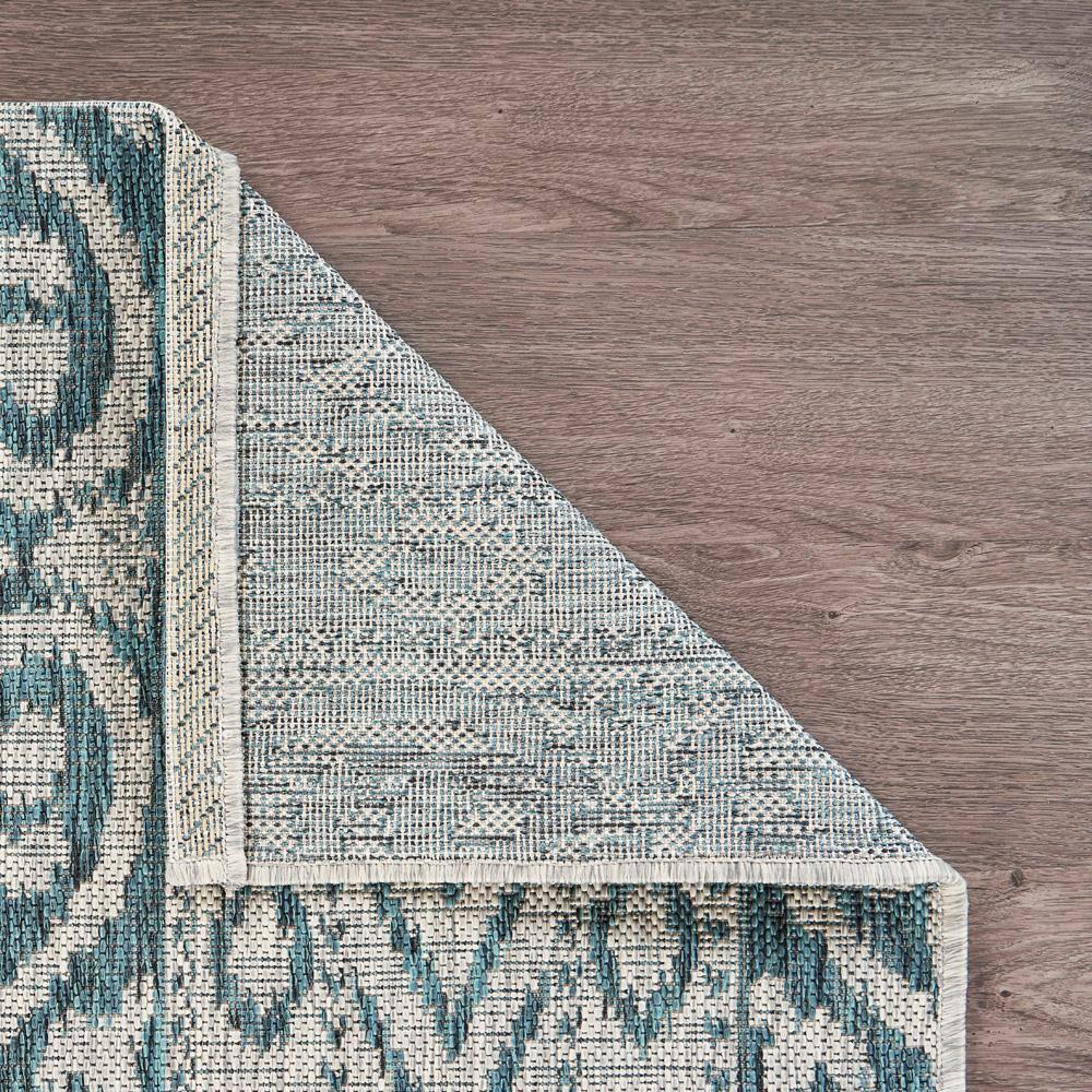 LR Home Victoria Damask Performance Indoor/Outdoor Area Rug, Blue/Gray, 3' x 5'