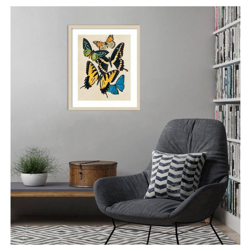 Amanti Art Collaged Butterflies II by Victoria Barnes Wood Framed Wall Art Print