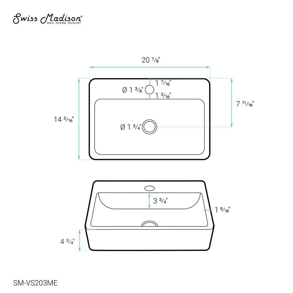 Claire 20 Rectangle Ceramic Vessel Sink