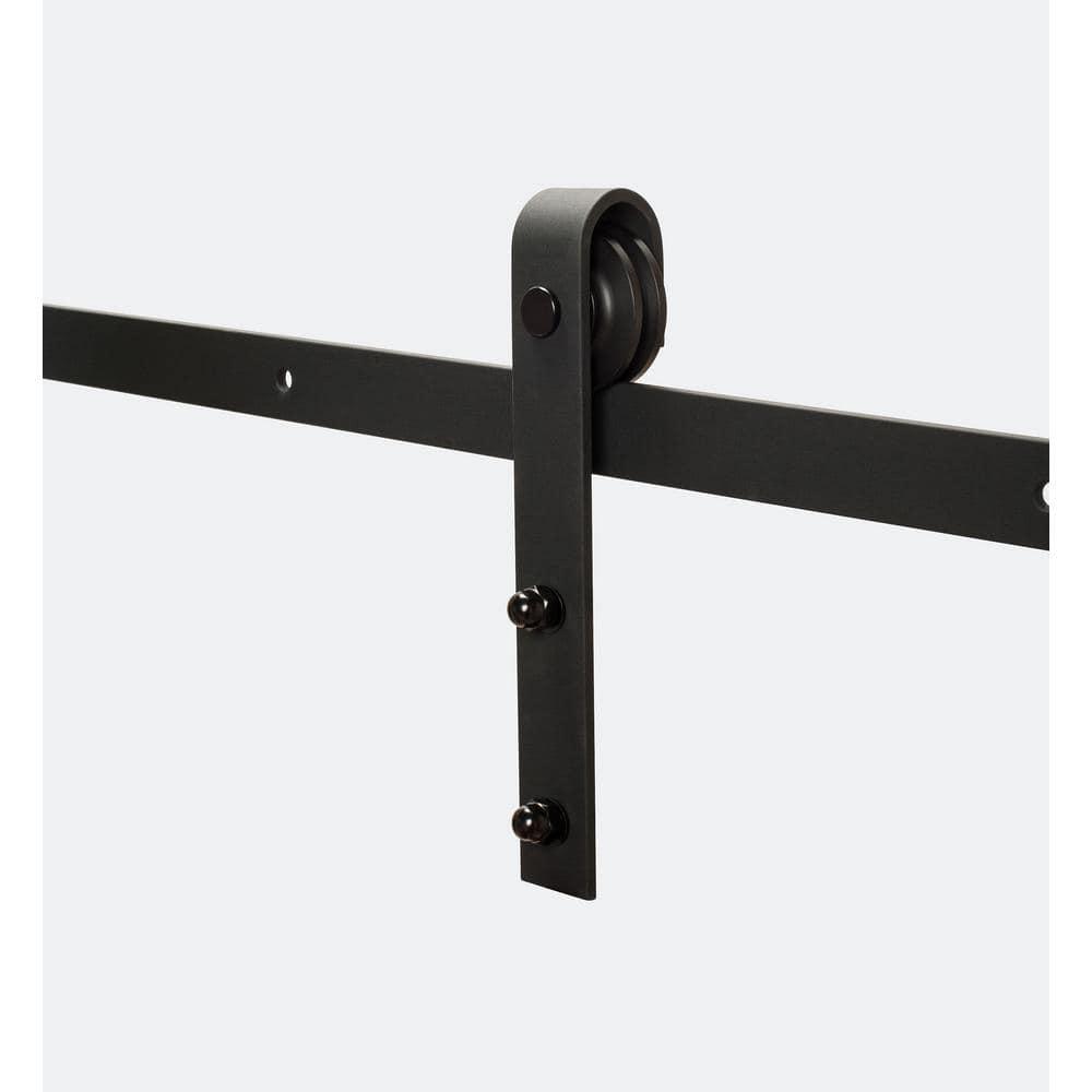 American Pro Decor Steel Sliding Rolling Barn Door Hardware Kit for Single Wood Doors with Routed Floor Guide