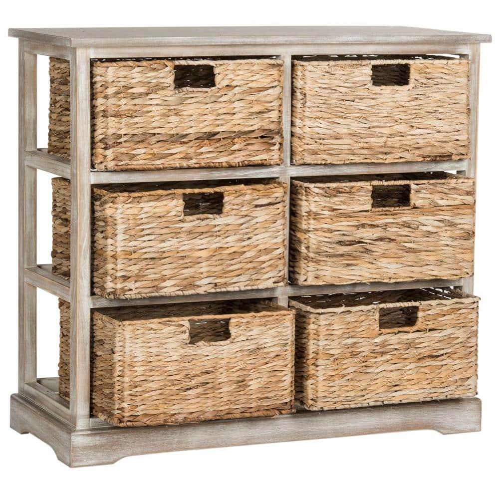 Keenan 6 Basket Storage Chest - AMH5740 - White Wash - Safavieh Couture