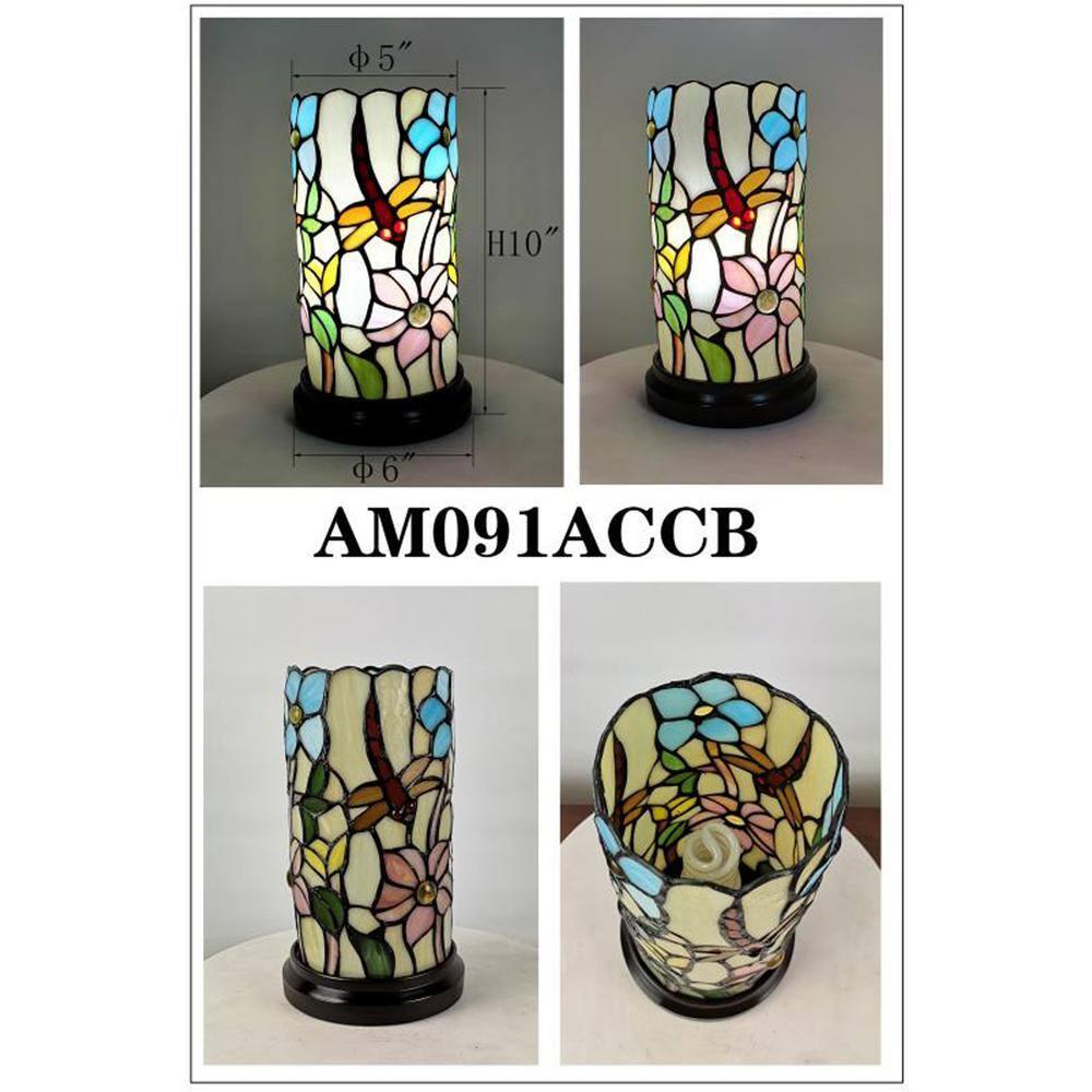 Amora Lighting Tiffany Style Dragonfly Hand-Crafted Mini Table Lamp 10 Inch Tall