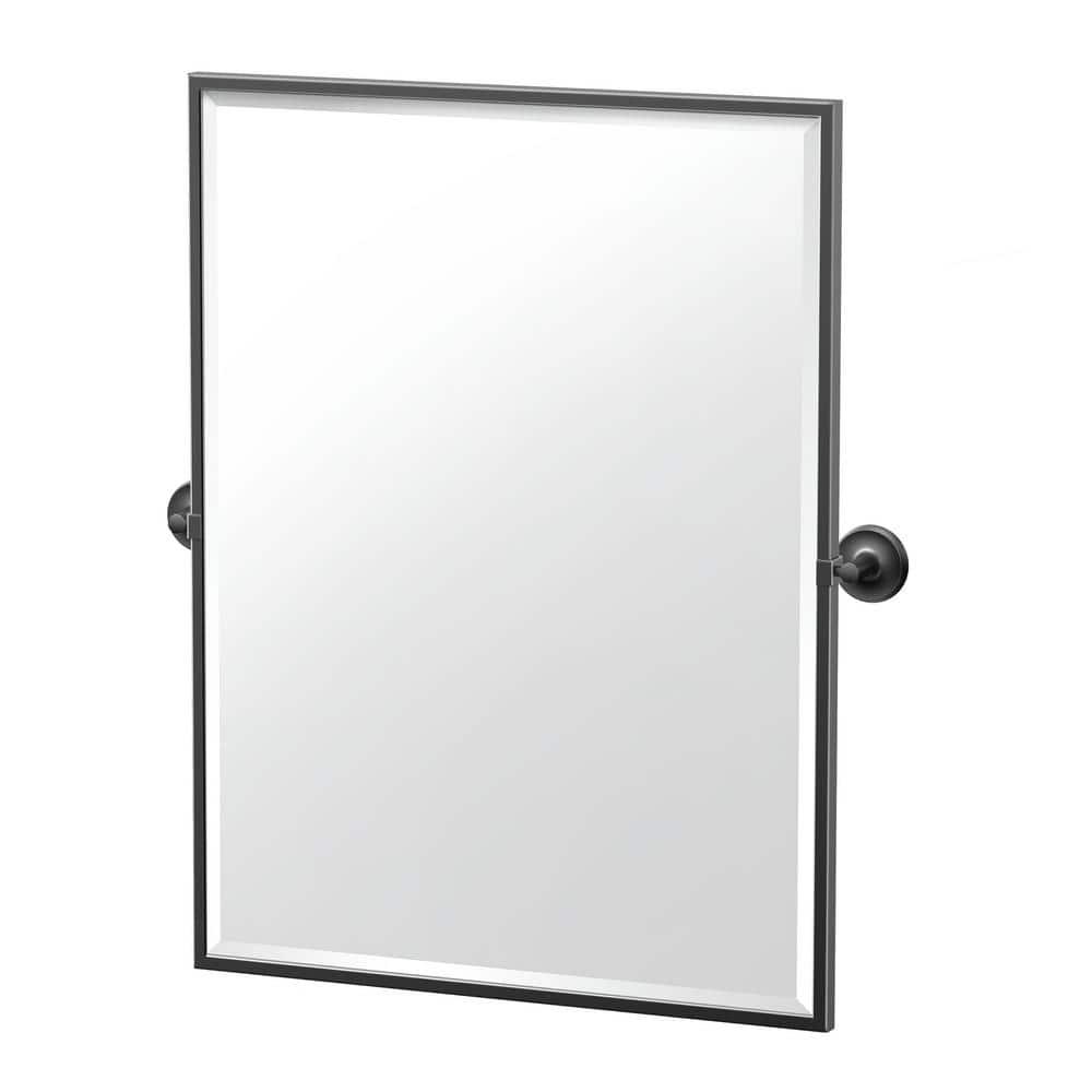 Designer II Wall Mount Framed Rectangle Mirror | Pivoting and Beveled Bathroom Mirror